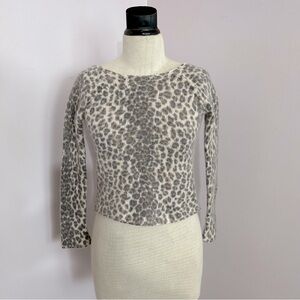 Skull Cashmere Leopard Print Sweater M